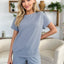 Double Take Full Size Texture T-Shirt and Shorts Set