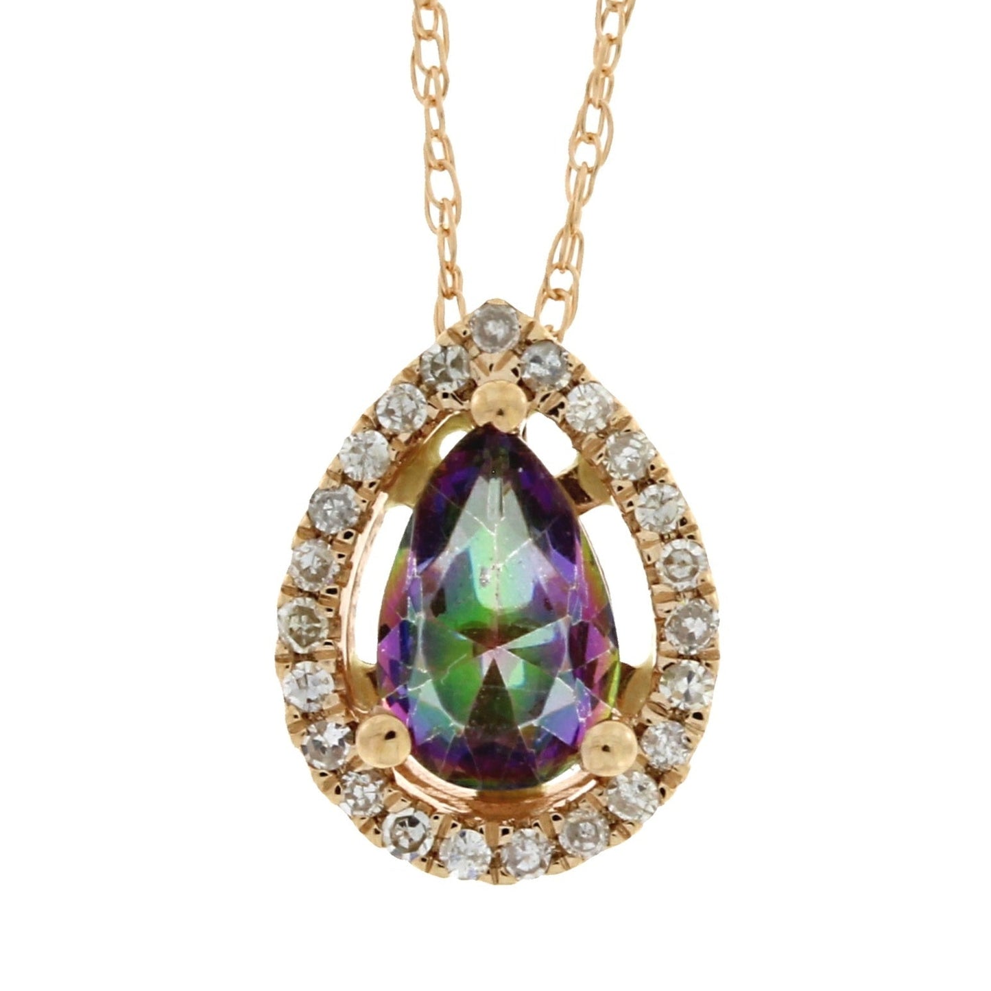 Colgante de moda con diamante de topacio tratado en oro rosa de 14KT