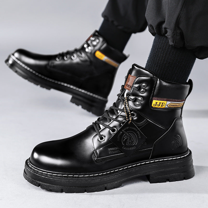 Men's Lace-up Outdoor Work Boots - Trendy Casual Style