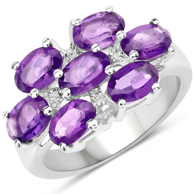 3.05 Carat Amethyst and White Topaz Sterling Silver Ring
