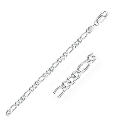 Bracelet Figaro en Or Blanc 14k - 3,8 mm