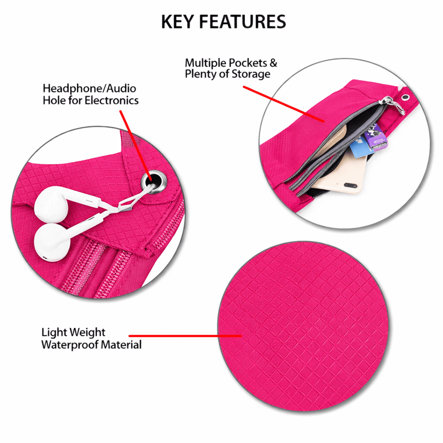 XGear Fitness Sac Banane Étanche pour Course et Voyage