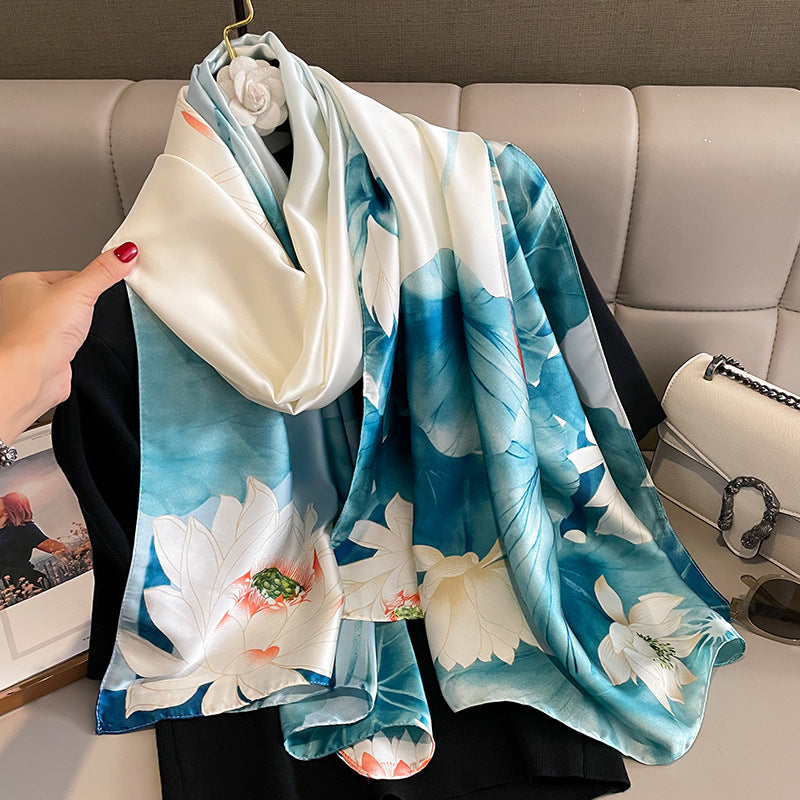 Elegant Artificial Silk Warm Scarf for All Seasons