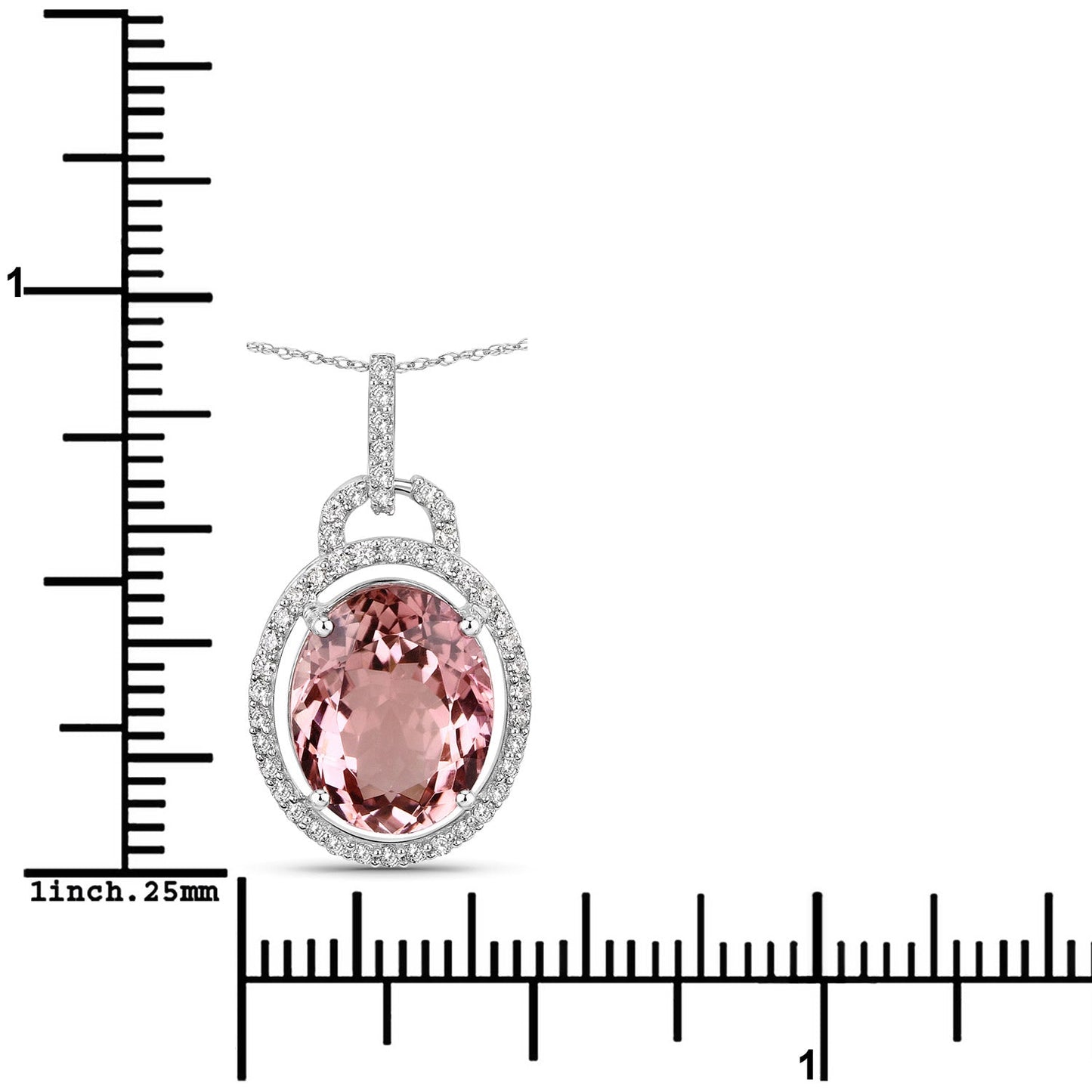 3.90 Carat Genuine Pink Tourmaline and White Diamond Pendant