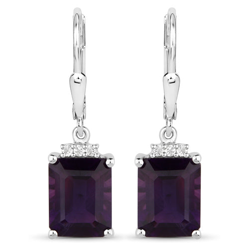 6.63 Carat Genuine Amethyst & Sterling Silver Dangle Earrings