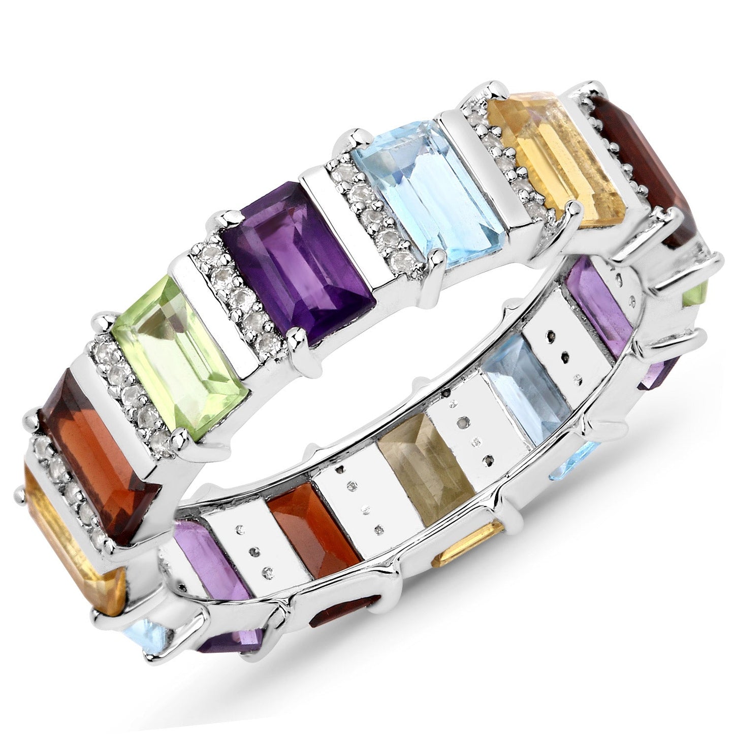Bague de fiançailles multi-stones de 4,31 carats en argent sterling .925