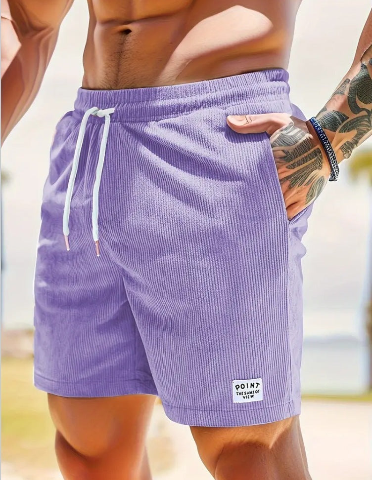 Lace-up Drawstring Corduroy Jogger Shorts for Men