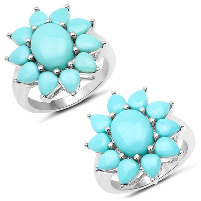 Bague en argent sterling .925 avec turquoise véritable de 5,20 carats
