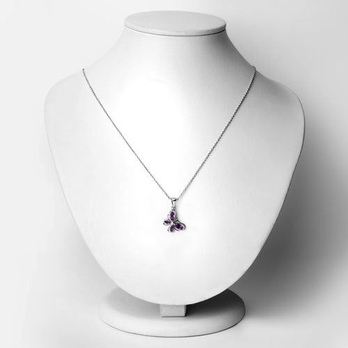 Colgante de mariposa de amatista genuina de 0.60 quilates en plata esterlina