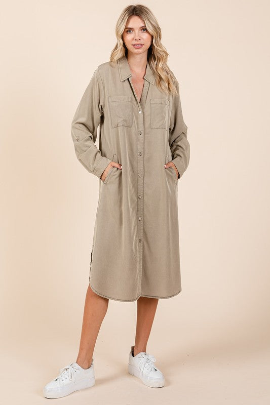 Sophisticated Button Down Long Sleeve Shirt Dress for Women – A Timeless Essential for Every Occasion - Korvel