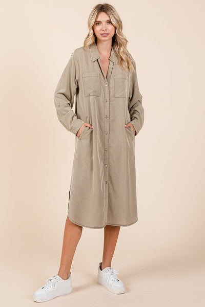 Sophisticated Button Down Long Sleeve Shirt Dress for Women – A Timeless Essential for Every Occasion - Korvel