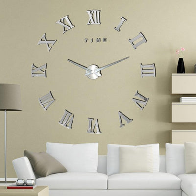 3D Acrylic Mirror Wall Clock - Modern Frameless Design