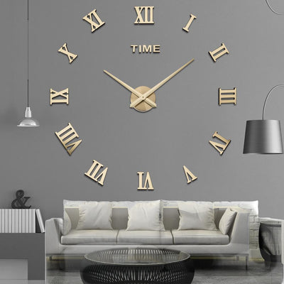 3D Acrylic Mirror Wall Clock - Modern Frameless Design