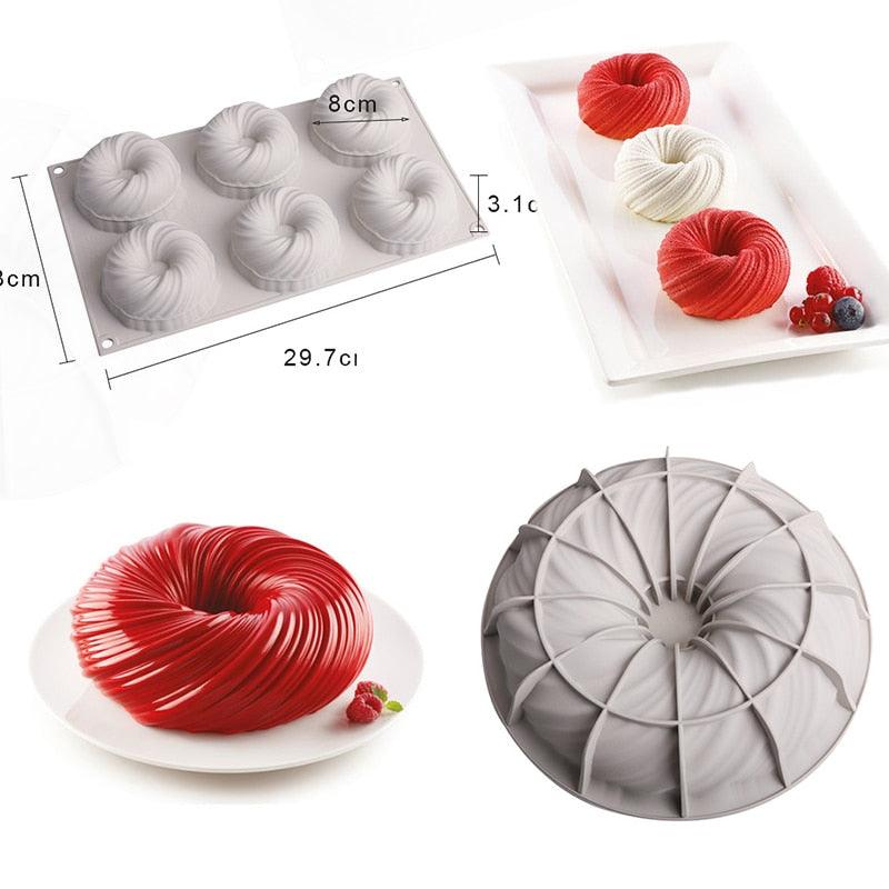 3D Big Swirl Silicone Cake Mould for Baking