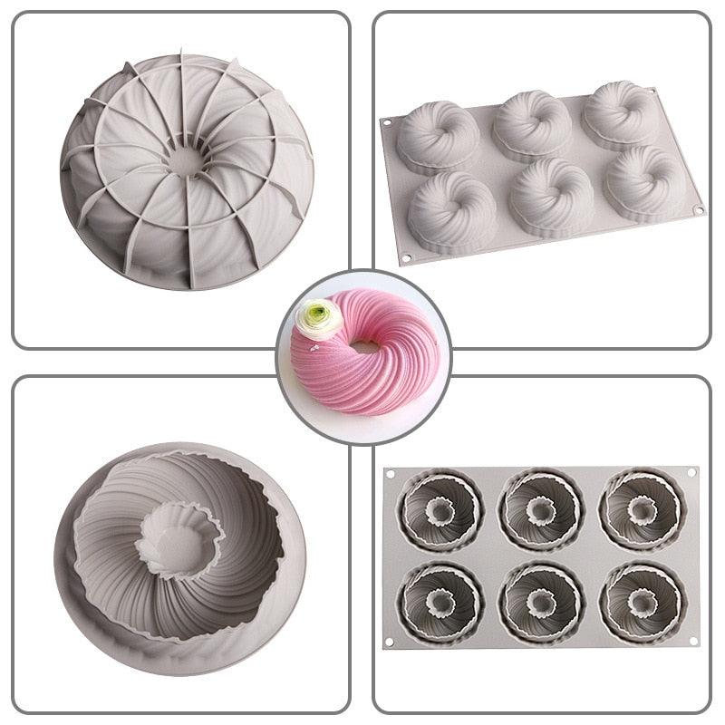3D Big Swirl Silicone Cake Mould for Baking