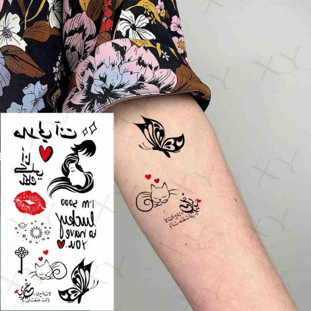 Elegante Calcomanía de Tatuaje Temporal Impermeable de Mariposa 3D