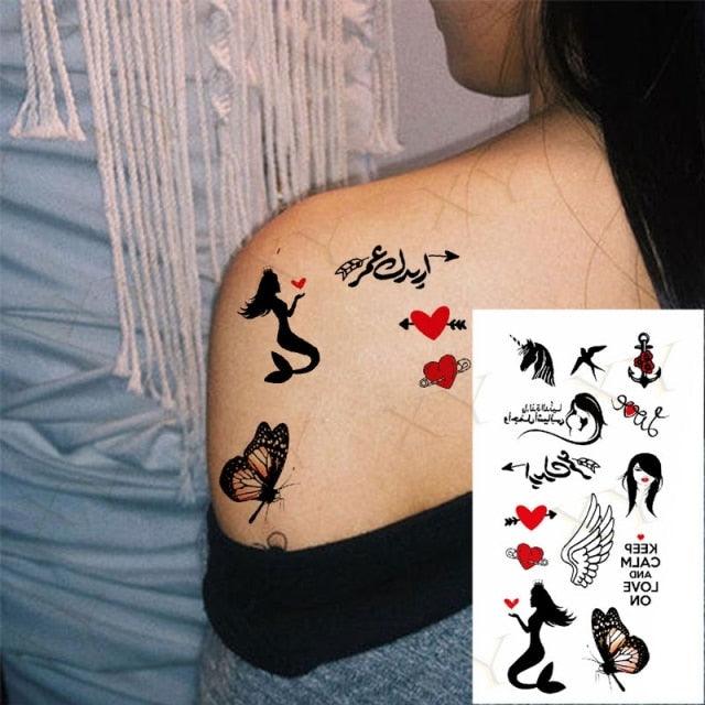 Elegante Calcomanía de Tatuaje Temporal Impermeable de Mariposa 3D