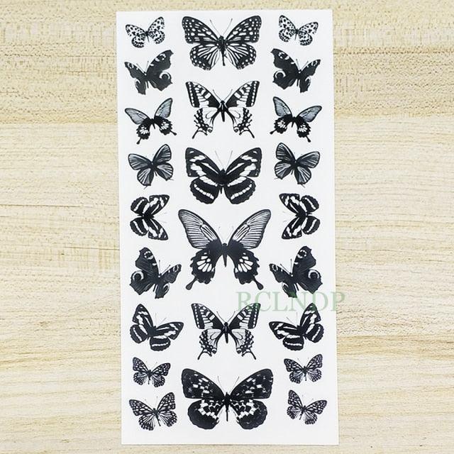 Elegante Calcomanía de Tatuaje Temporal Impermeable de Mariposa 3D