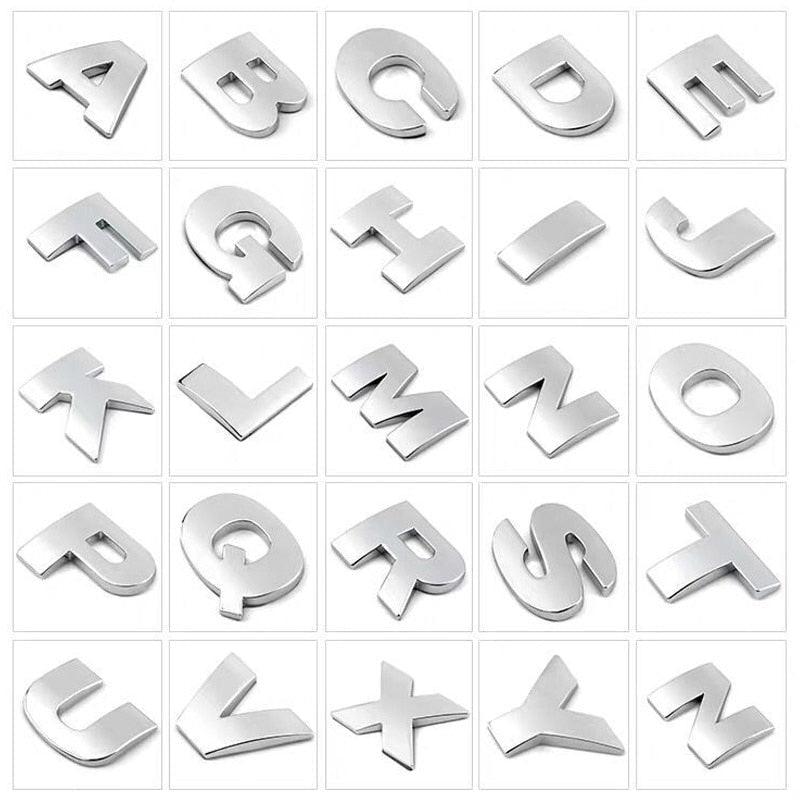Autocollants en métal 3D personnalisables - Alphabet premium