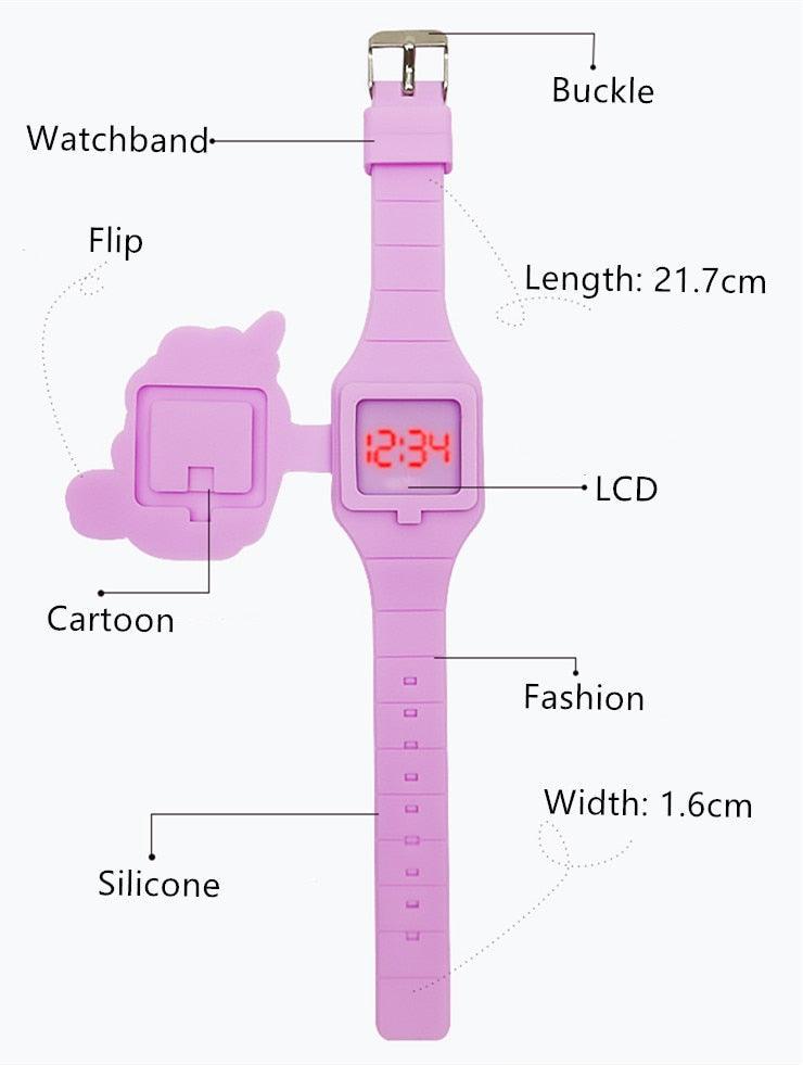 3D Unicorn Kids Watch - Fun LED Silicone Wristwatch