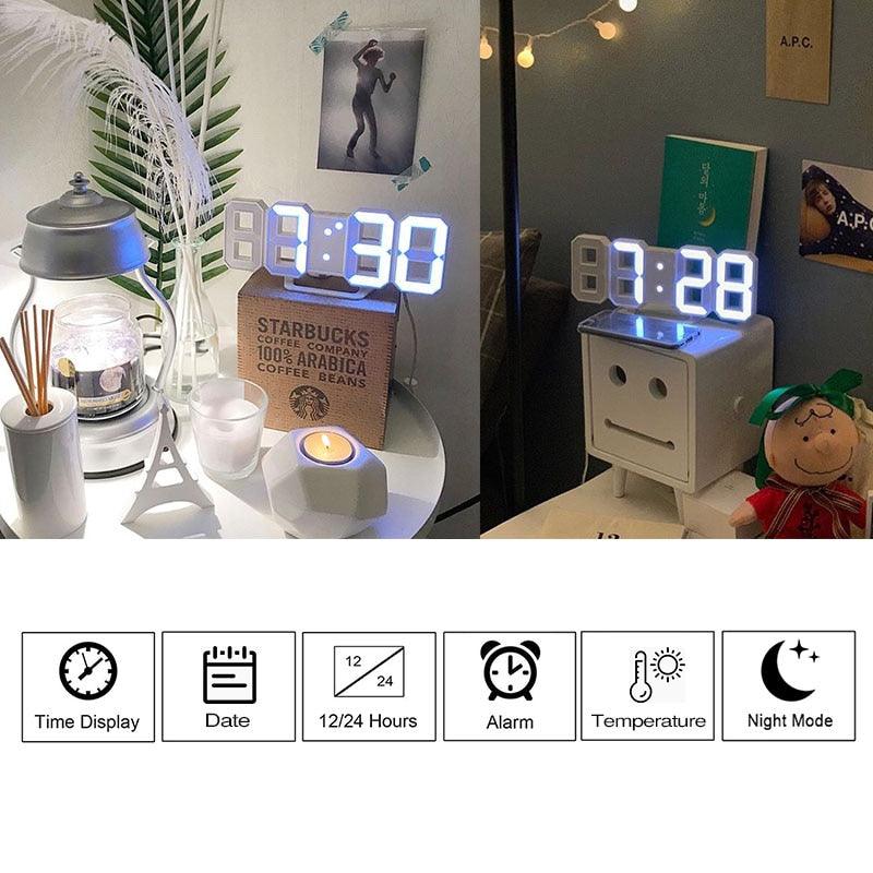 Reloj de Pared Digital LED 3D Grande con Control Remoto