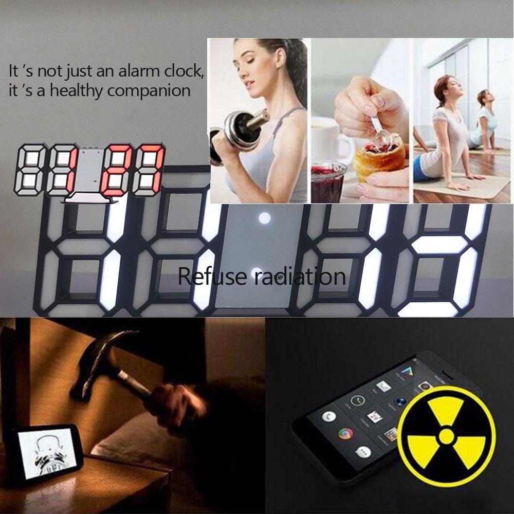 Reloj de Pared Digital LED 3D Grande con Control Remoto