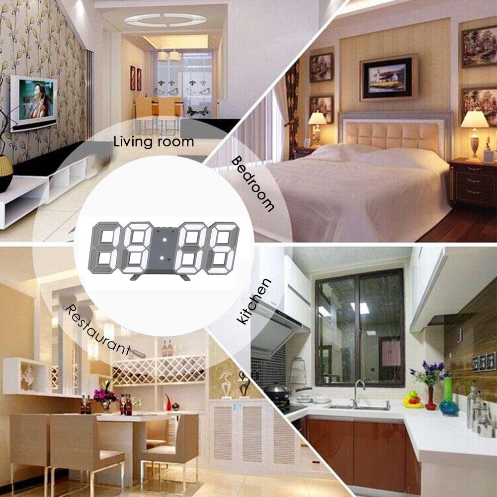 Reloj de Pared Digital LED 3D Grande con Control Remoto