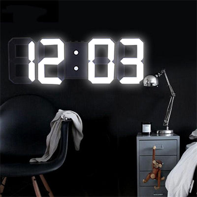 3D Large LED Digital Wall Clock with Remote Control