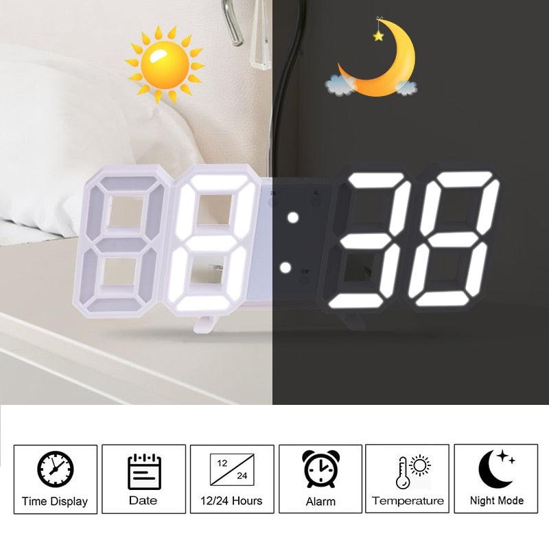 Reloj de Pared Digital LED 3D Grande con Control Remoto