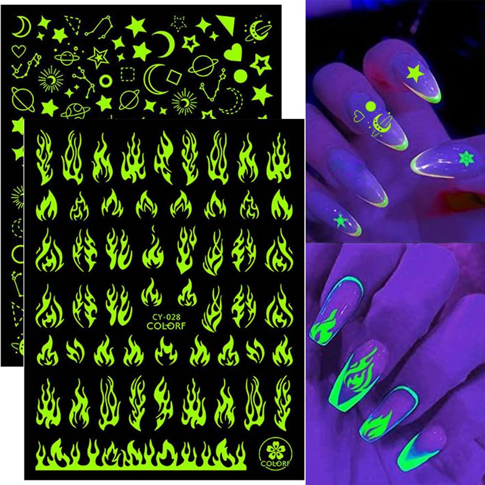 3D Nail Art Stickers - Glow in the Dark Butterfly & Star Designs