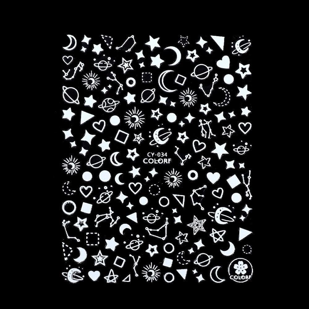 3D Nail Art Stickers - Glow in the Dark Butterfly & Star Designs