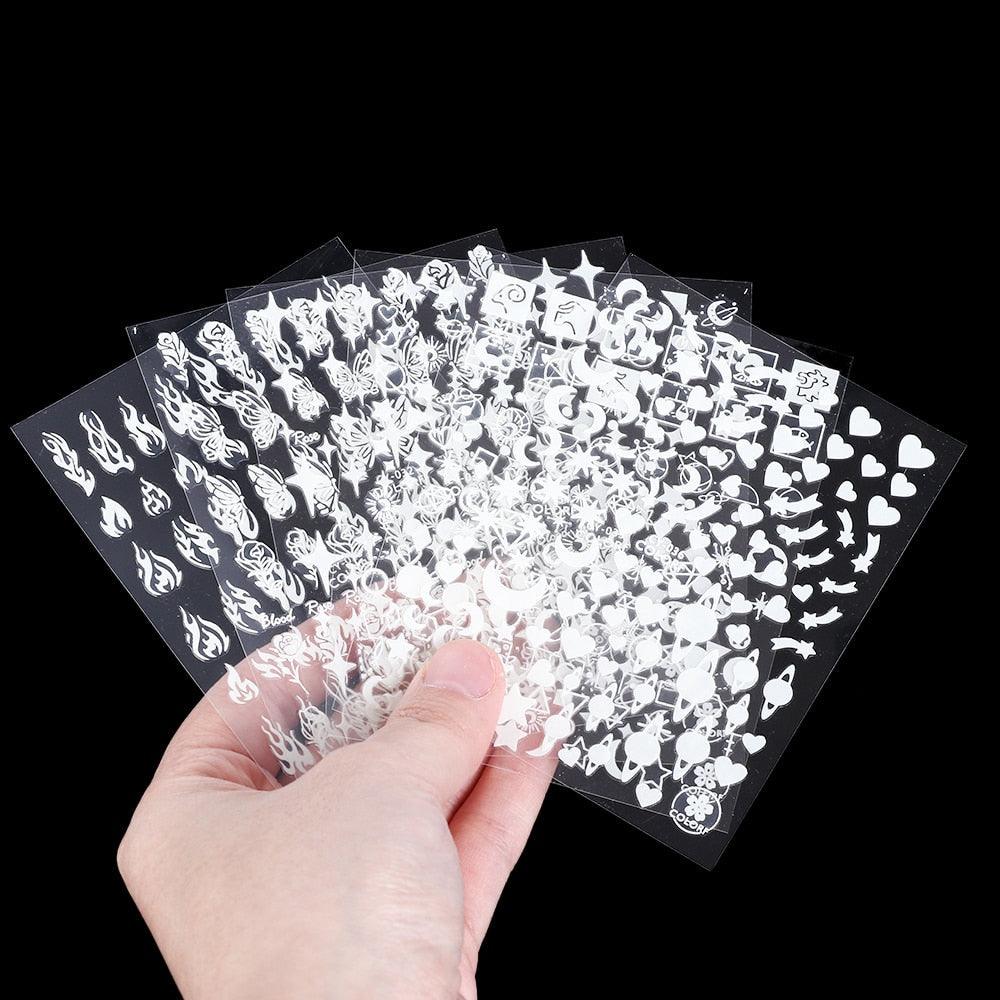 3D Nail Art Stickers - Glow in the Dark Butterfly & Star Designs