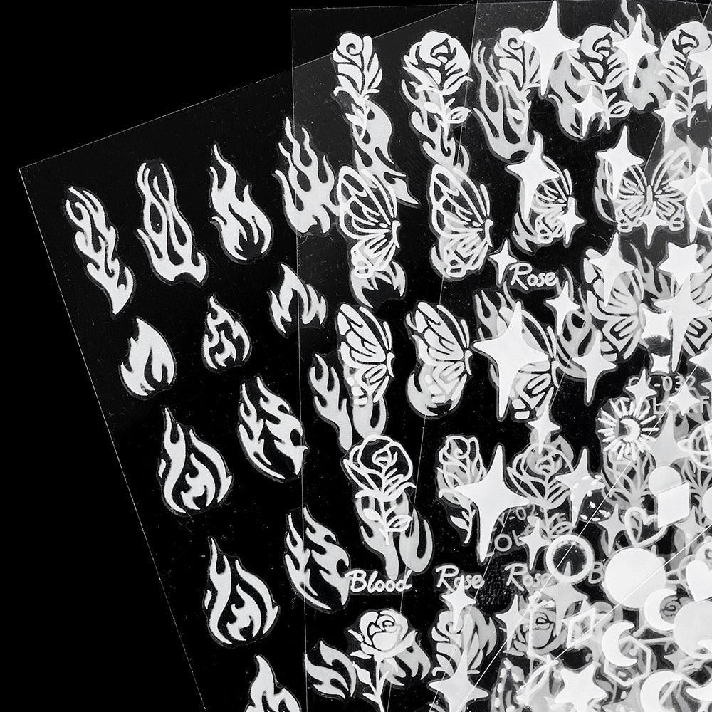 3D Nail Art Stickers - Glow in the Dark Butterfly & Star Designs