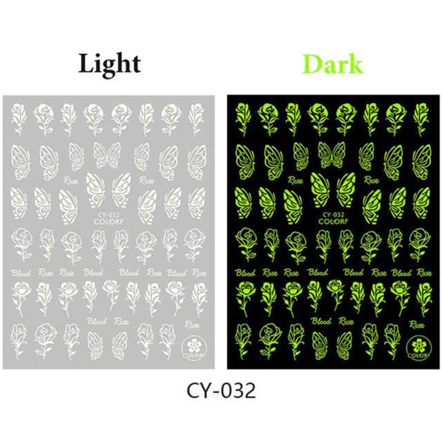 3D Nail Art Stickers - Glow in the Dark Butterfly & Star Designs