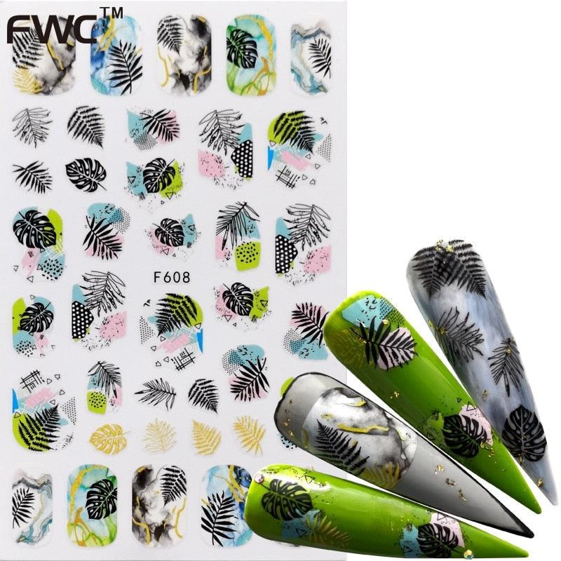 Elegant 3D Black Russia Letter Nail Art Stickers with Flamingo Design - Self-Adhesive Decals for Stunning Manicures - Korvel