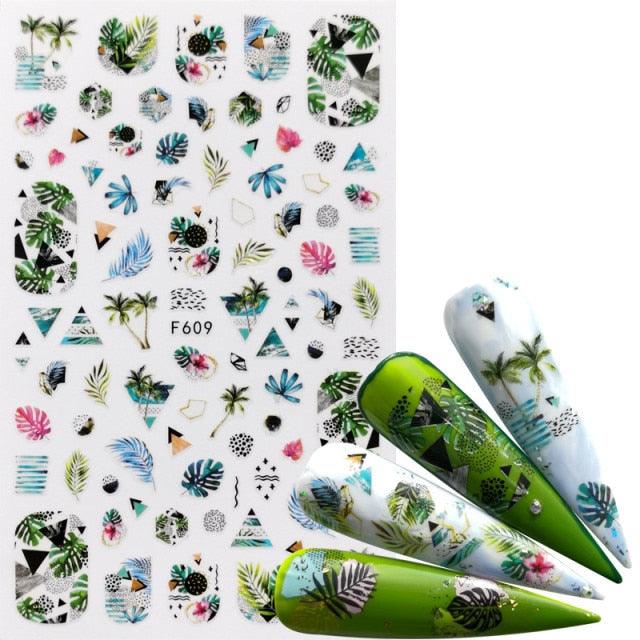 Elegant 3D Black Russia Letter Nail Art Stickers with Flamingo Design - Self-Adhesive Decals for Stunning Manicures - Korvel