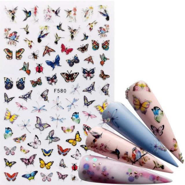 Elegant 3D Black Russia Letter Nail Art Stickers with Flamingo Design - Self-Adhesive Decals for Stunning Manicures - Korvel