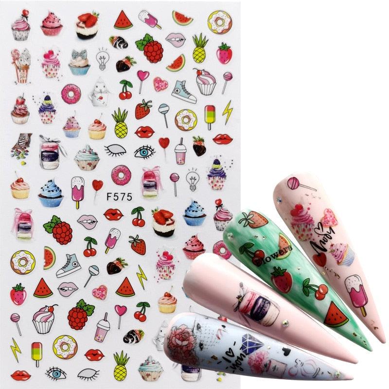 Elegant 3D Black Russia Letter Nail Art Stickers with Flamingo Design - Self-Adhesive Decals for Stunning Manicures - Korvel