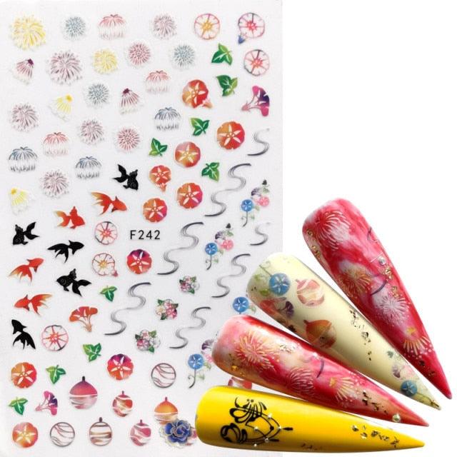 Elegant 3D Black Russia Letter Nail Art Stickers with Flamingo Design - Self-Adhesive Decals for Stunning Manicures - Korvel