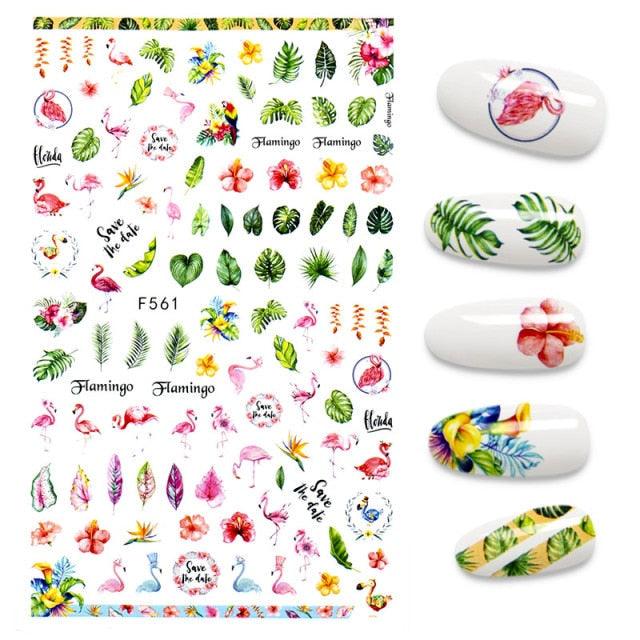 Calcomanías de Uñas 3D - Diseño de Hojas, Mariposas y Corazones