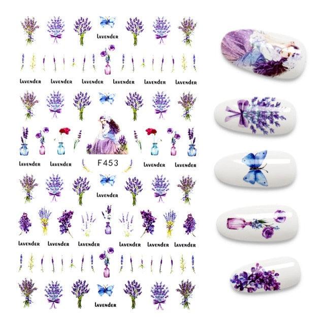 Calcomanías de Uñas 3D - Diseño de Hojas, Mariposas y Corazones