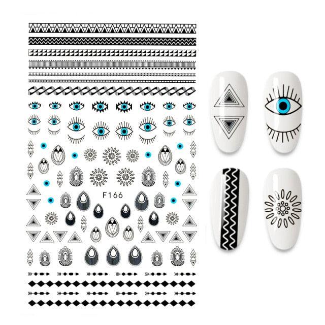 Calcomanías de Uñas 3D - Diseño de Hojas, Mariposas y Corazones