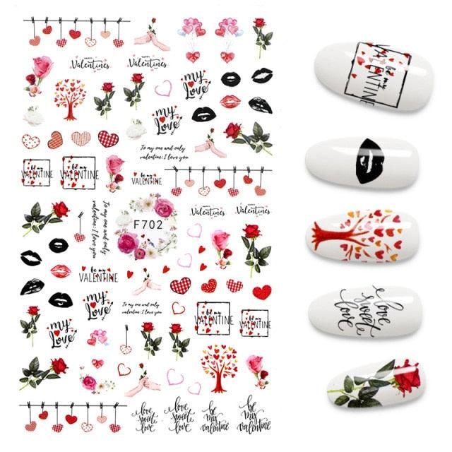 Calcomanías de Uñas 3D - Diseño de Hojas, Mariposas y Corazones