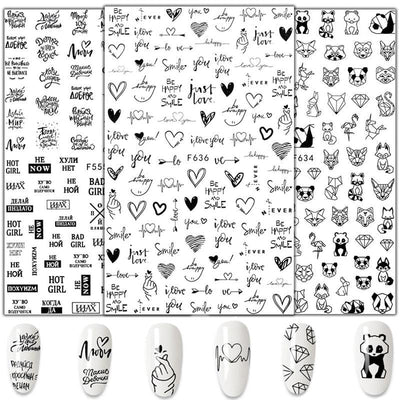 Calcomanías de Uñas 3D - Diseño de Hojas, Mariposas y Corazones