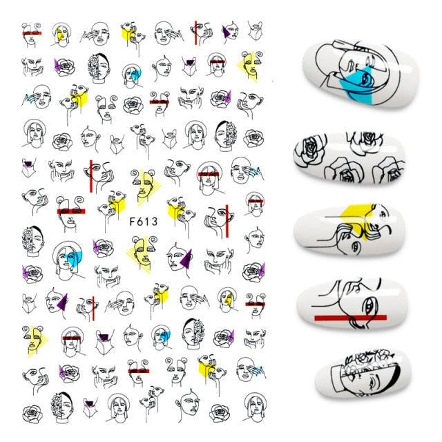 Calcomanías de Uñas 3D - Diseño de Hojas, Mariposas y Corazones