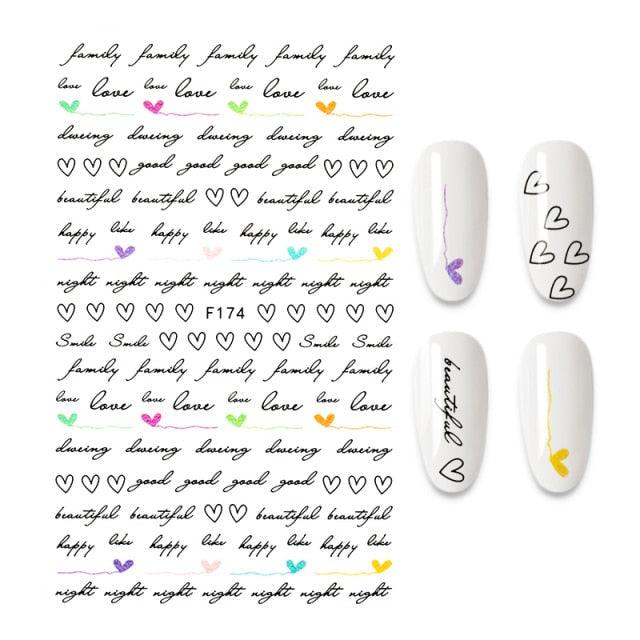 Calcomanías de Uñas 3D - Diseño de Hojas, Mariposas y Corazones
