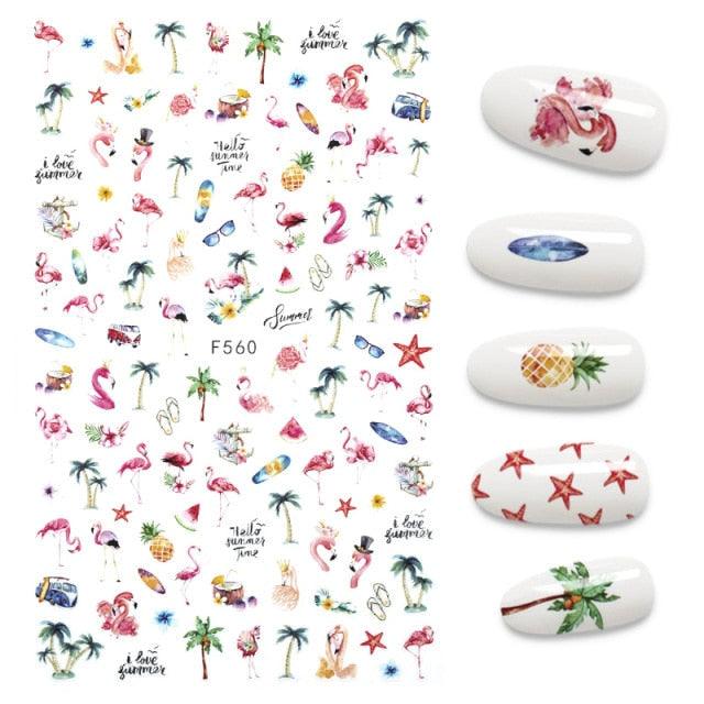 Calcomanías de Uñas 3D - Diseño de Hojas, Mariposas y Corazones