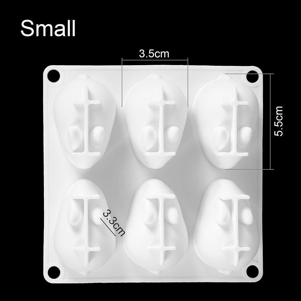 3D Rabbit Shape Silicone Cake Mold - 6-Cavity Bakeware