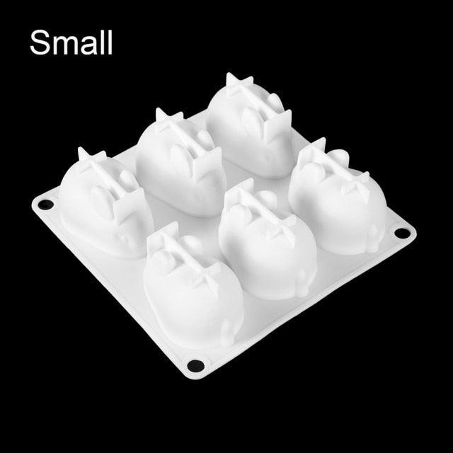 3D Rabbit Shape Silicone Cake Mold - 6-Cavity Bakeware
