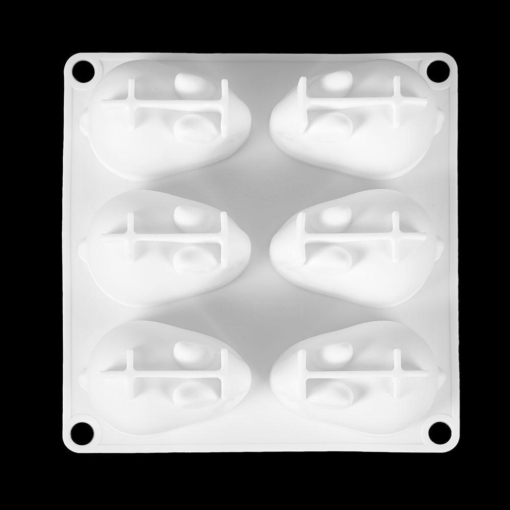 3D Rabbit Shape Silicone Cake Mold - 6-Cavity Bakeware